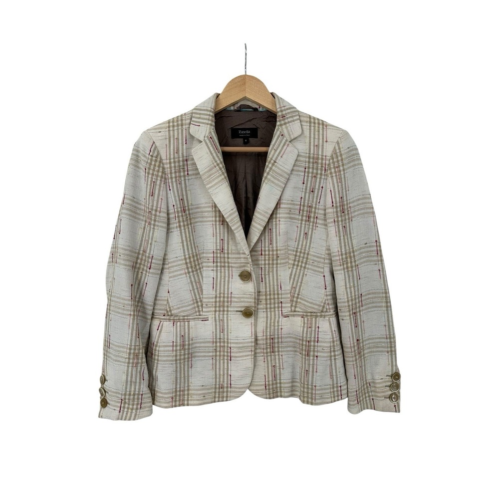 Zanella‎ Linen Blend Tweed Jacket Womens 6 Career Corpcore Business Preppy Work